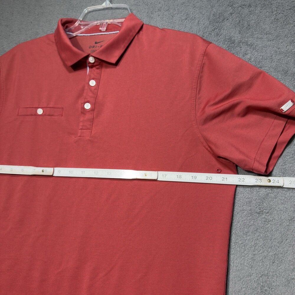 Nike Dri-Fit Golf Polo Shirt Mens M Heather Red Standard Fit SS Pocket Logo - Picture 7 of 9